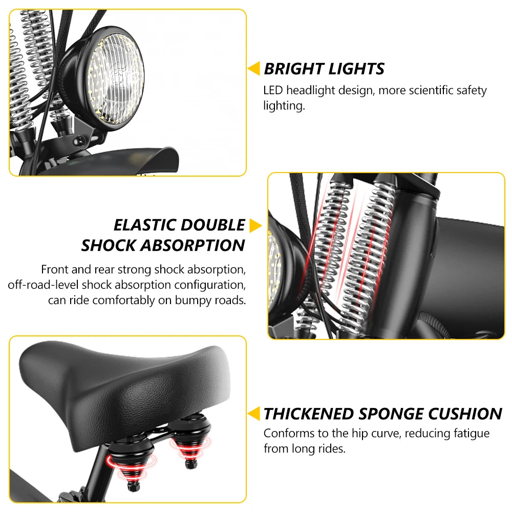 Hidoes B3 Adults Electric Bike with Max Speed 60km/h 18.2AH Lithium Battery 1200W Brushless Motor Electric Mountain Bike