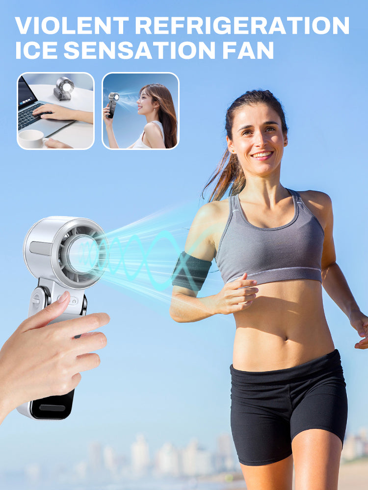 Outdoor Foldable Portable Handheld Fan Mini Cooling Rechargeable 3600mAh 100-level Free Control High Speed Turbo Fan Air Cooler