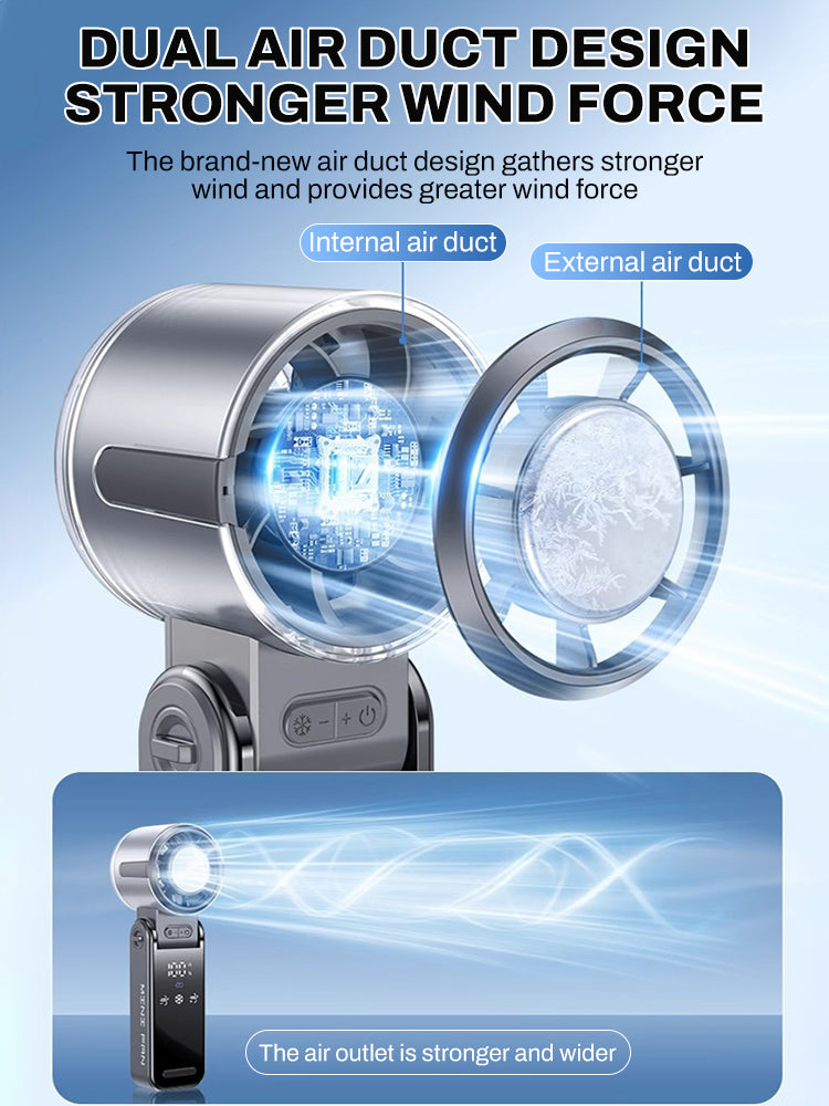 Outdoor Foldable Portable Handheld Fan Mini Cooling Rechargeable 3600mAh 100-level Free Control High Speed Turbo Fan Air Cooler