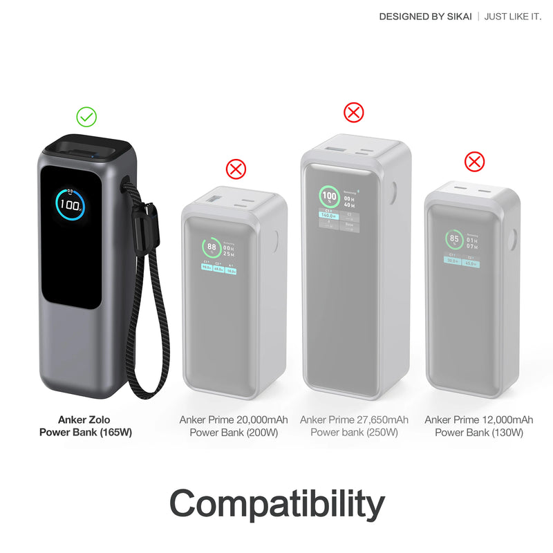 Silicone Case for Anker Zolo 25000mAh 165W Power Bank Protective Case TF/SIM card PIN storage Bag Portable Travel Carrying Case