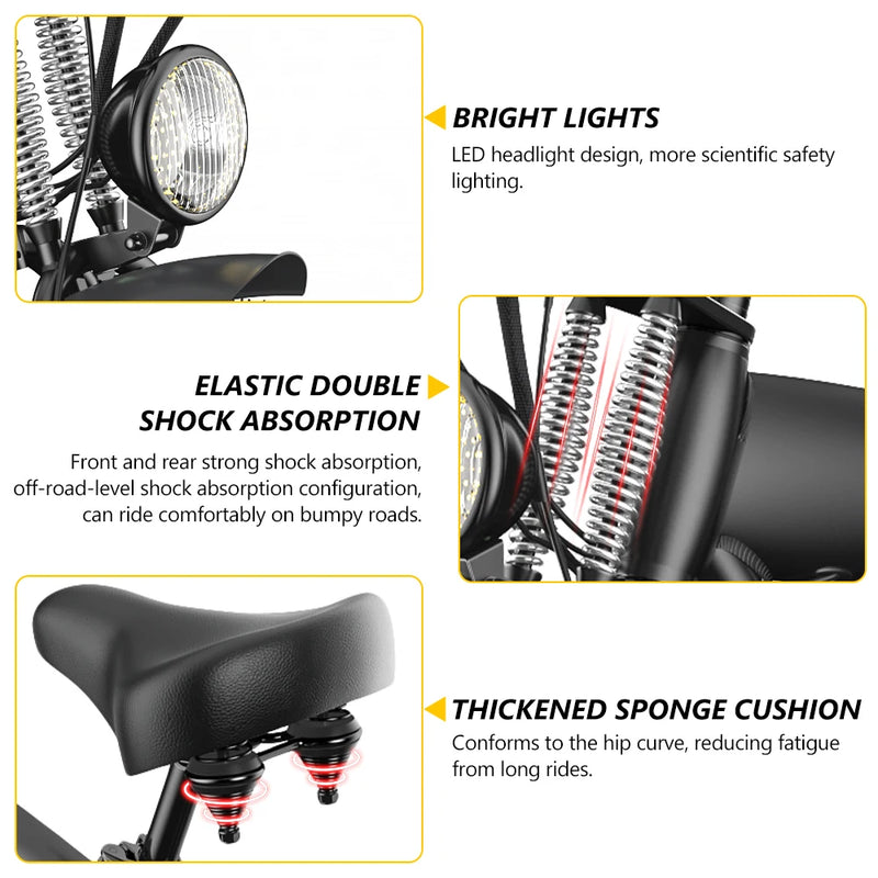 Hidoes B3 Adults Electric Bike with  Max Speed 60km/h 18.2AH Lithium Battery 1200W Brushless Motor Electric Mountain Bike
