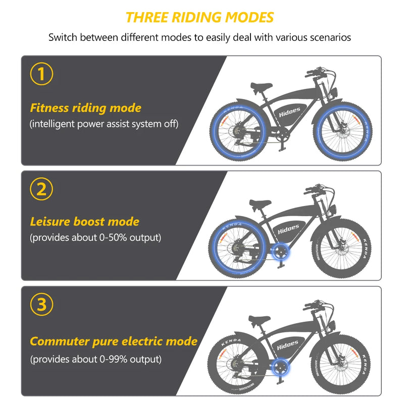 Hidoes B3 Adults Electric Bike with  Max Speed 60km/h 18.2AH Lithium Battery 1200W Brushless Motor Electric Mountain Bike
