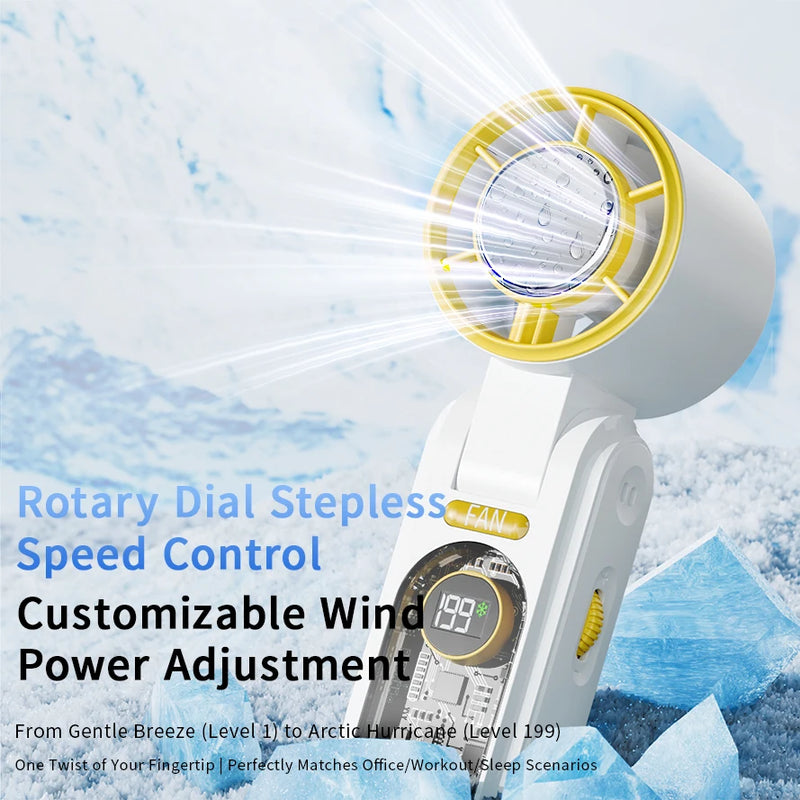 New Design High Speed Foldable Rechargeable Fan 3000mAh Mini Turbo Fan Air Cooling Portable Handheld Fan