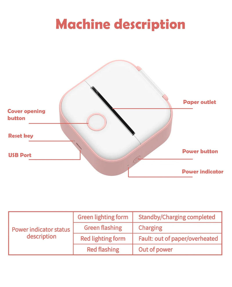 T02 Mini Thermal Printer Phomemo T02 Sticker Maker Machine Portable Bluetooth Pocket Printer Study Supplies for Photos Notes