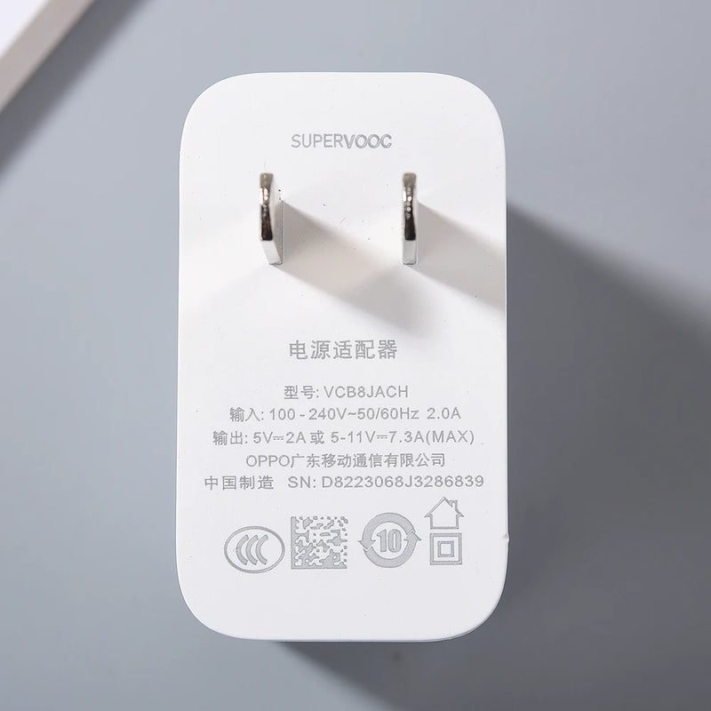 For OPPO 80W SuperVOOC Charger EU/US Fast Charger Adapter Type C Cable For OPPO Find N2 N X4 X5 X6 X7 Reno 12 11 10X 9 8 R17 Pro