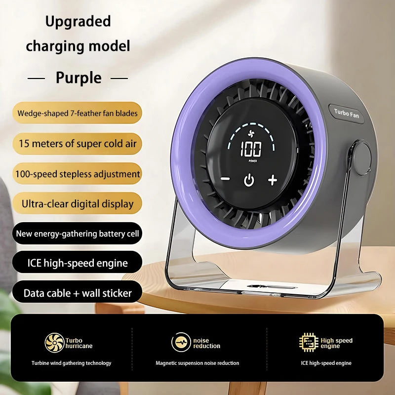100-speed Desktop Fan Digital Display Wall Mount Desk Fan Super Quiet Usb Office Dorm Air Circulator Home Camping Outdoor