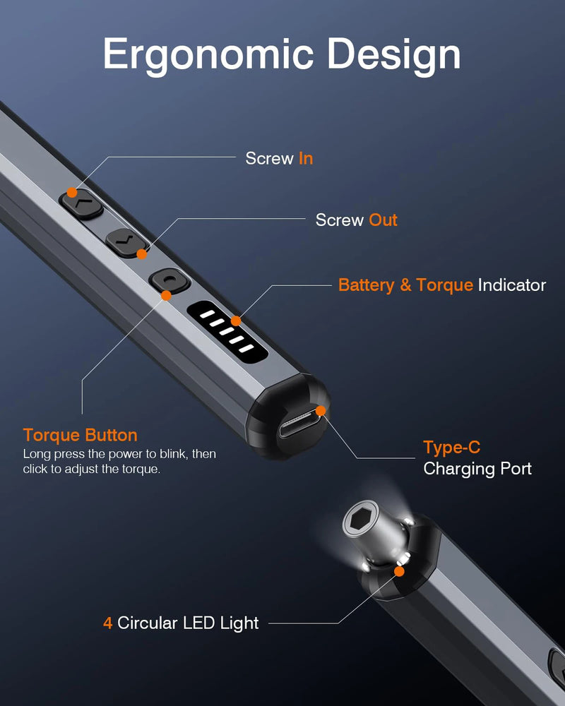 Mini Electric Screwdriver Set 38 in 1 Magnetic Screwdriver with 30 Bits 5 Torque Settings Multi-Function Repair Power Tool Set