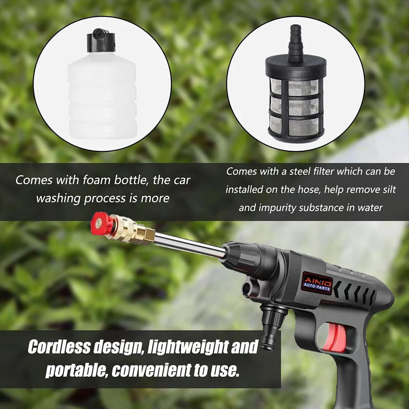 Rechargeable Washing Wireless High Pressure Washer Self Priming Sustain 300W Car Wash Water Gun With Li-ion Battery