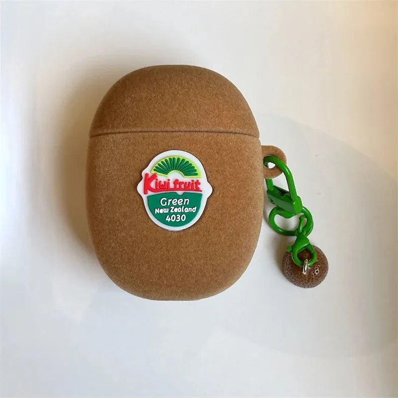 3D Simulation Plush Kiwi Fruit Bluetooth Headphones Cases for Airpods 1 2 Pro 2 Wireless Headset Cover for Airpods 3 4 2024 Case