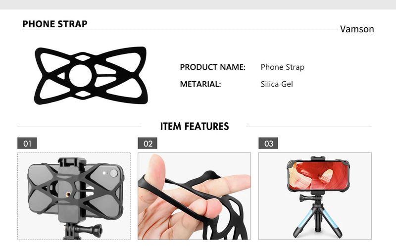 Vamson Universal Mobile Phone Holder Adjustable Cellphone Backpack Clip Mount for iPhone Bracket Smartphone Stand Fixed Hiking