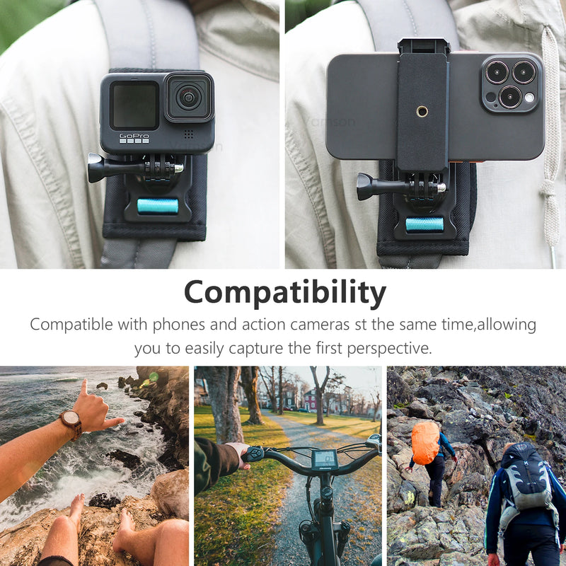 Vamson Universal Mobile Phone Holder Adjustable Cellphone Backpack Clip Mount for iPhone Bracket Smartphone Stand Fixed Hiking