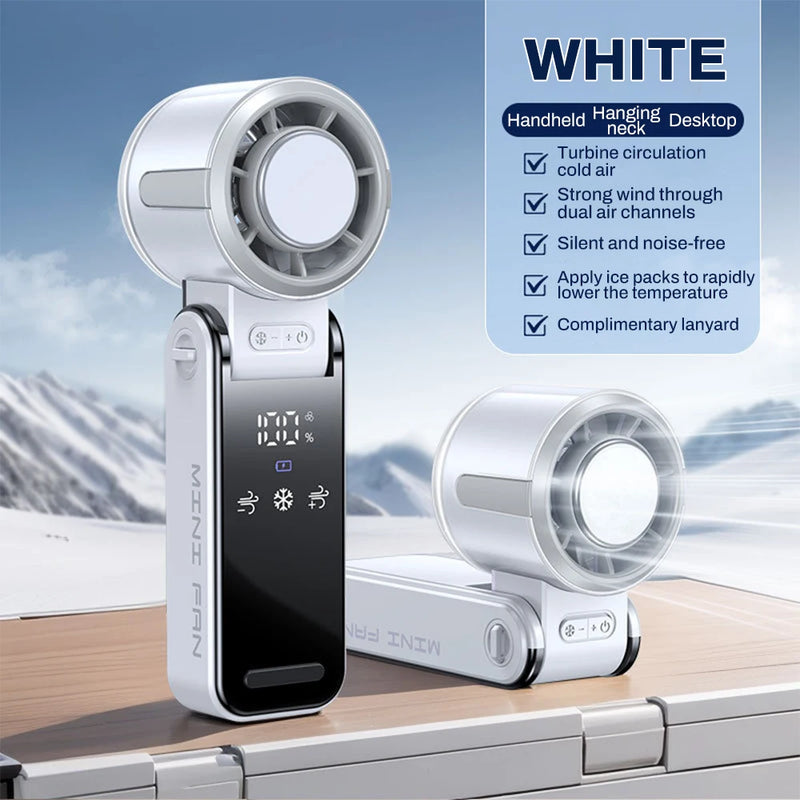 Outdoor Foldable Portable Handheld Fan Mini Cooling Rechargeable 3600mAh 100-level Free Control High Speed Turbo Fan Air Cooler