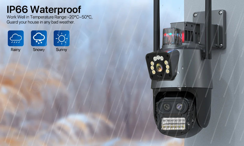 PTZ IP Camera 5K 9MP Wifi Camera 4K HD Dual Lens Security Protection Security CCTV Video Surveillance Camera Police Light Alarm