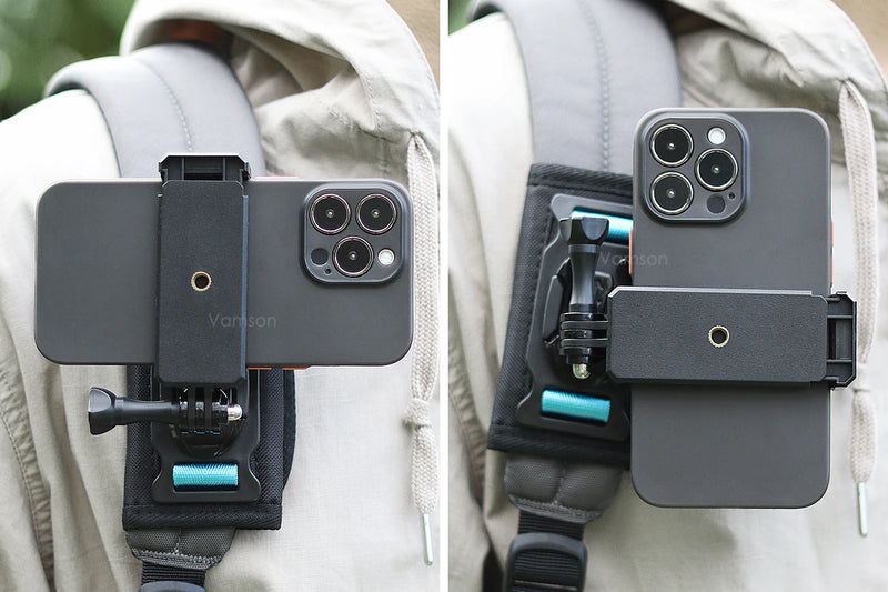 Vamson Universal Mobile Phone Holder Adjustable Cellphone Backpack Clip Mount for iPhone Bracket Smartphone Stand Fixed Hiking