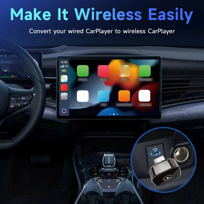 Car AI Box Carplay Android Auto Wireless Adapter 2 In 1 Mini Box Wireless Adapter Plug And Play 2.4-5.8GHz WiFi Bluetooth