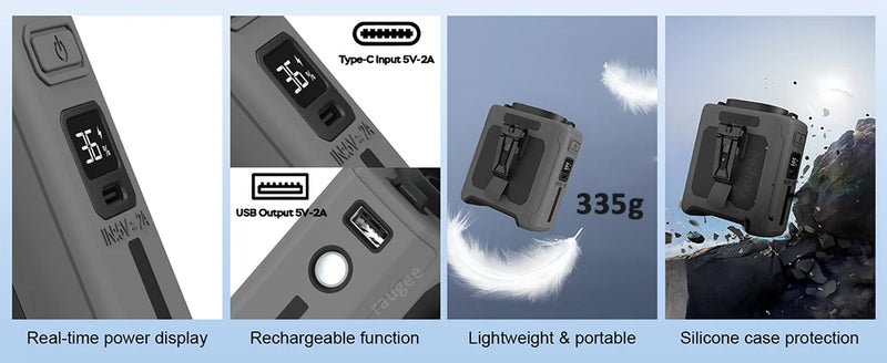 10000mAh Portable Waist Fan Mini Hanging Neck Fan USB Rechargeable Fan with Power Bank LED Light for Outdoor Camping Working