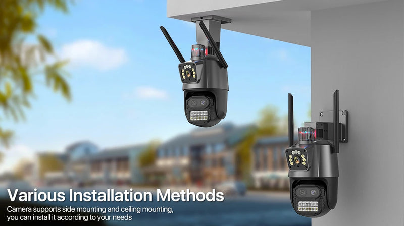 PTZ IP Camera 5K 9MP Wifi Camera 4K HD Dual Lens Security Protection Security CCTV Video Surveillance Camera Police Light Alarm
