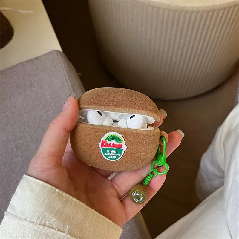 3D Simulation Plush Kiwi Fruit Bluetooth Headphones Cases for Airpods 1 2 Pro 2 Wireless Headset Cover for Airpods 3 4 2024 Case