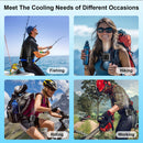 10000mAh Portable Waist Fan Mini Hanging Neck Fan USB Rechargeable Fan with Power Bank LED Light for Outdoor Camping Working