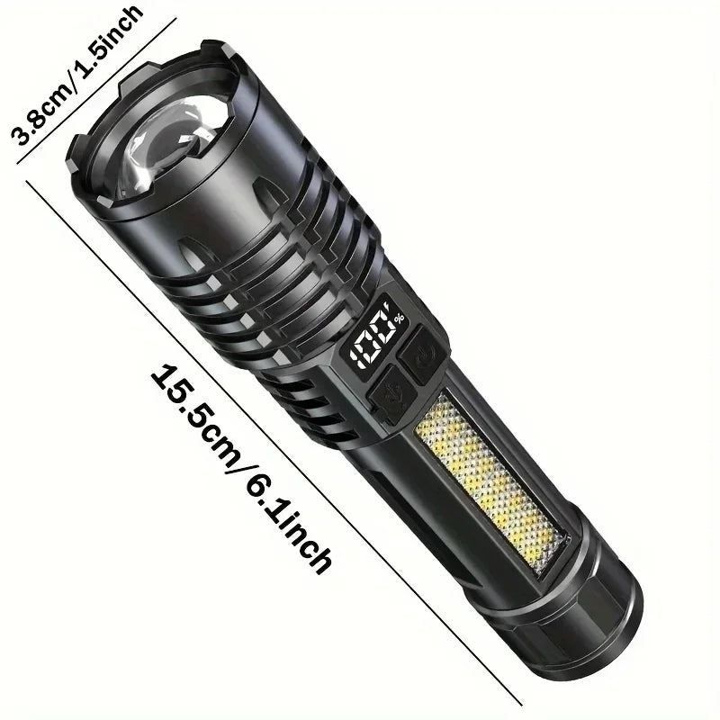 High Power Rechargeable Led Flashlight Very Strong Led Flashlight With Built-in Battery Torch For Outdoor Camping Hiking Fishing