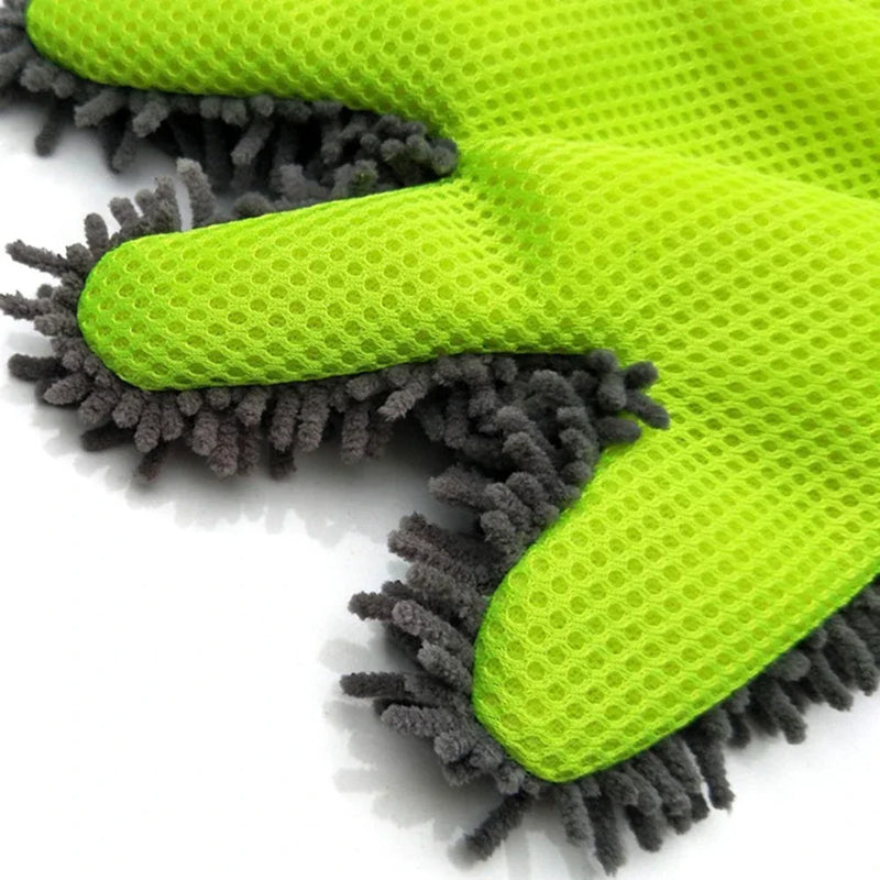 Car Washing Full-Finger Soft Gloves Cleaning Brush for Car Motorcycle Motorbike Washing Drying Towels Car Accessories