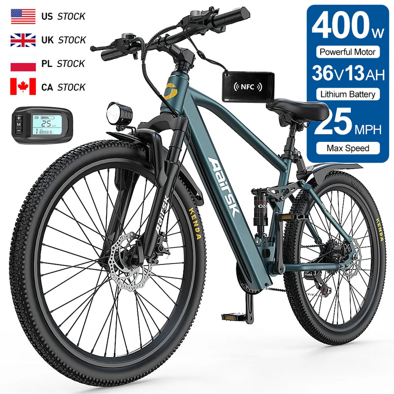 Aairsk US Warehouse Leisure Bike Motorized Bicycle 400W 36V 13AH 25mph Low Price Electric Bike Fastest Electric Bike