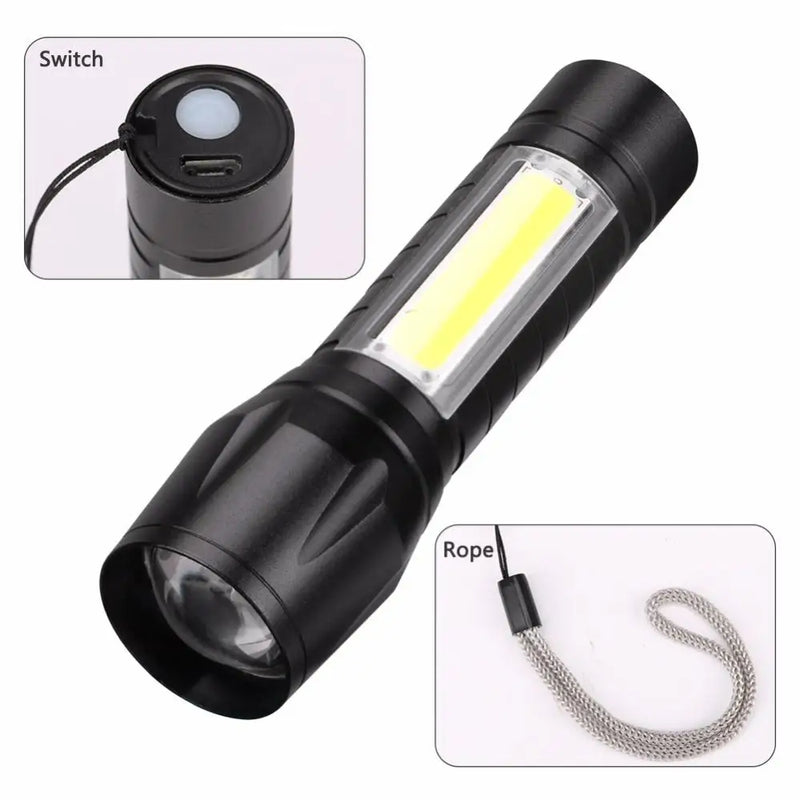 Powerful Mini LED Flashlight Super Bright Aluminium Pocket Torch Rechargeable Waterproof Hiking Camping Flash Light with Magnet