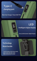 10000mAh Portable Waist Fan Mini Hanging Neck Fan USB Rechargeable Fan with Power Bank LED Light for Outdoor Camping Working