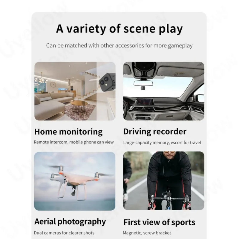 Smart Home 4K HD Mini WiFi Cam Wireless Security Surveillance Micro Dual Webcam IP Camcorders Night Vision Sports Monitor Magnet