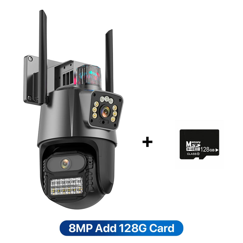 PTZ IP Camera 5K 9MP Wifi Camera 4K HD Dual Lens Security Protection Security CCTV Video Surveillance Camera Police Light Alarm