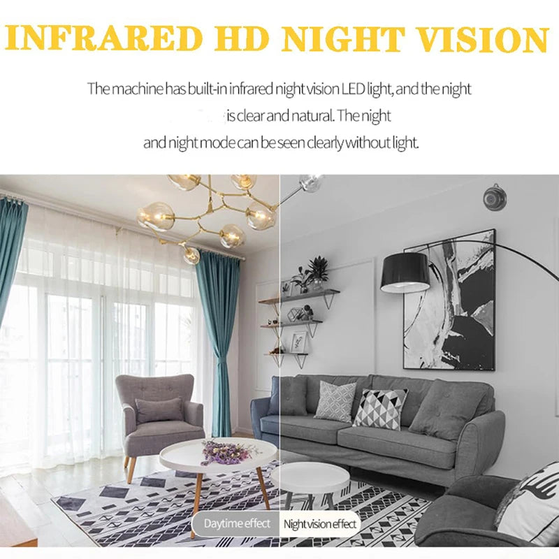 Indoor Wireless Home HD Camera Small Wifi Pet Camera 1080p Nanny Camera Motion Detection Alarm Night Vision Real-Time Monitoring