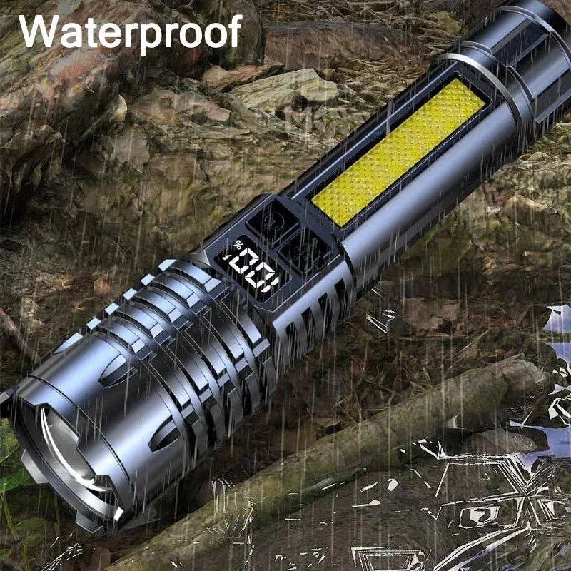 High Power Rechargeable Led Flashlight Very Strong Led Flashlight With Built-in Battery Torch For Outdoor Camping Hiking Fishing