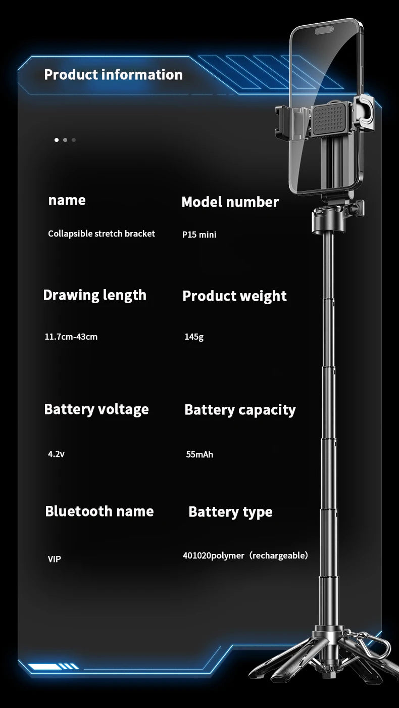 Mobile selfie stick handle, tripod photography tool handheld stabilizer shooting assistant multifunctional travel portable stand