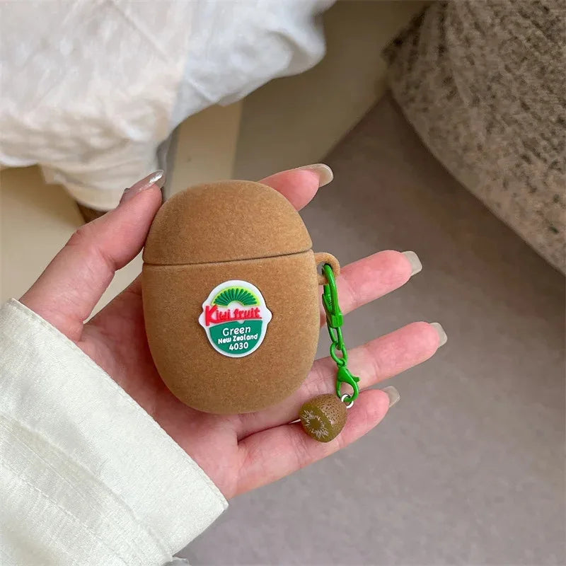 3D Simulation Plush Kiwi Fruit Bluetooth Headphones Cases for Airpods 1 2 Pro 2 Wireless Headset Cover for Airpods 3 4 2024 Case
