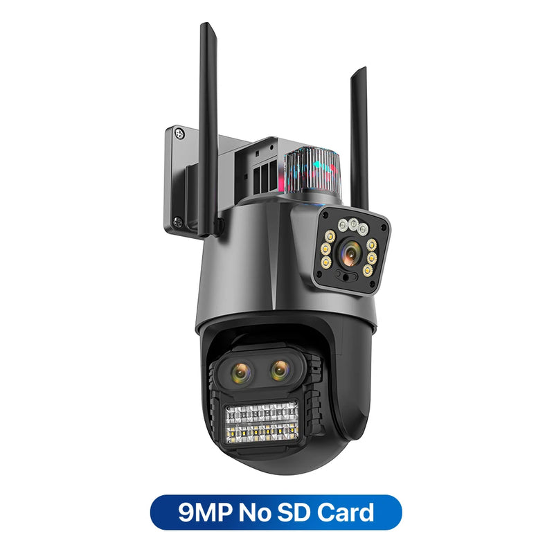 PTZ IP Camera 5K 9MP Wifi Camera 4K HD Dual Lens Security Protection Security CCTV Video Surveillance Camera Police Light Alarm