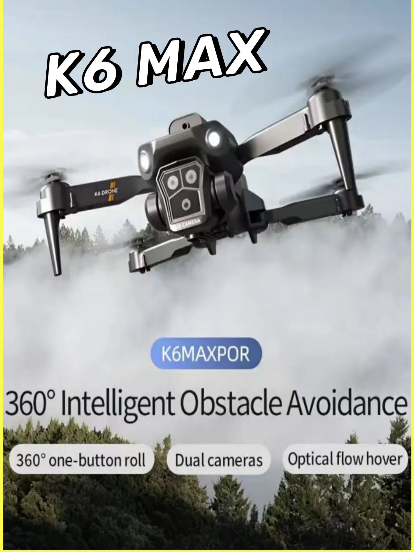 Dron profesional K6 Max 8K, cuadricóptero con GPS, tres cámaras HD, gran angular, flujo óptico, cuatro vías, evitación de obstác