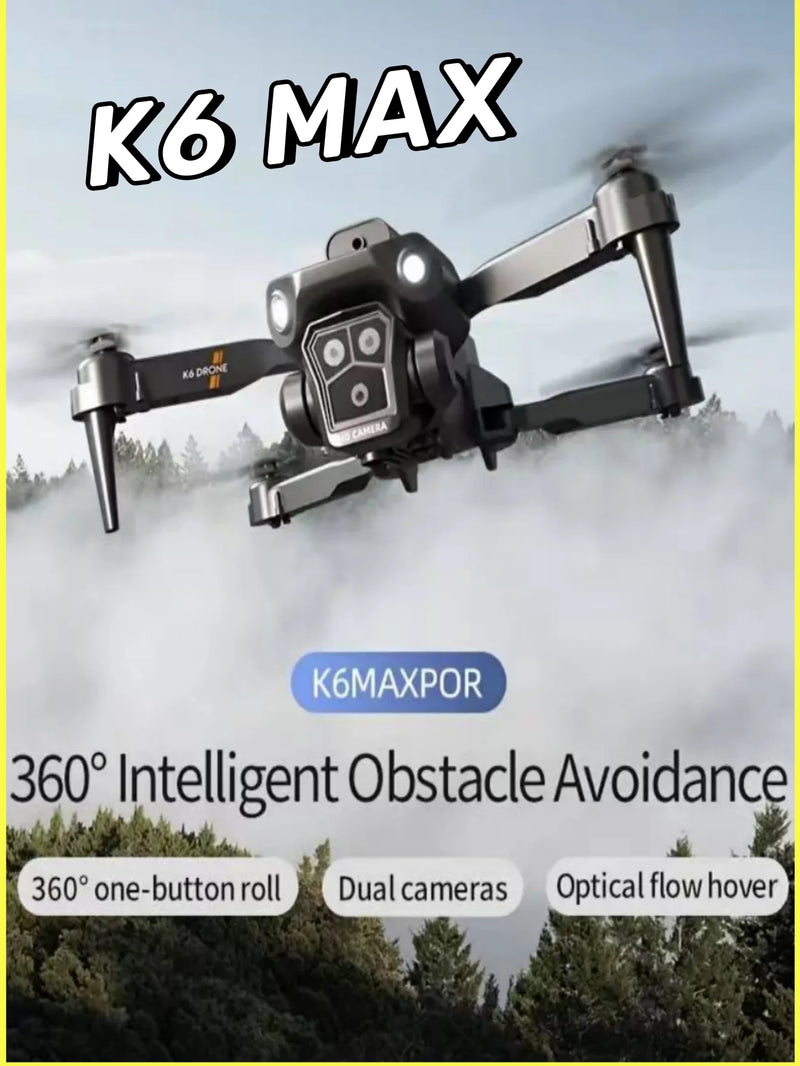 Dron profesional K6 Max 8K, cuadricóptero con GPS, tres cámaras HD, gran angular, flujo óptico, cuatro vías, evitación de obstác