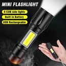 Powerful Mini LED Flashlight Super Bright Aluminium Pocket Torch Rechargeable Waterproof Hiking Camping Flash Light with Magnet