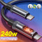 6A Super Quick Charging Dual Type C Cables 240W 480Mbp/s High-speed Data Transfer USB C To C Wire Cord Digital Display Cable