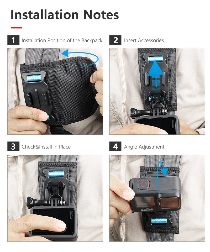 Vamson Universal Mobile Phone Holder Adjustable Cellphone Backpack Clip Mount for iPhone Bracket Smartphone Stand Fixed Hiking