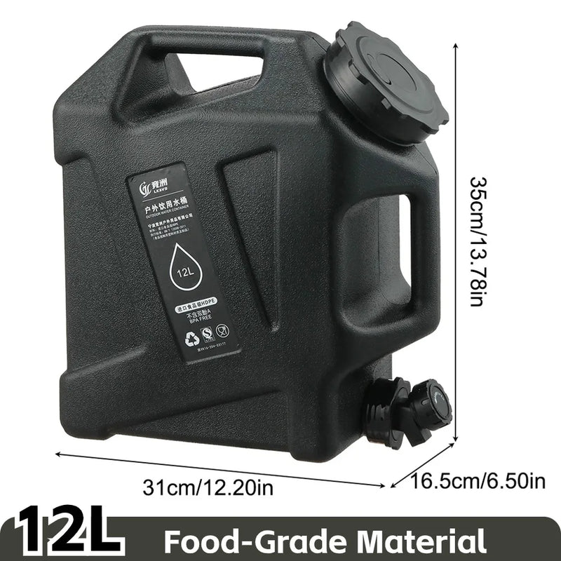 10-25L Outdoor Water Bucket Large-Capacity Portable Camping Water Bag Container with Faucet Driving Water Tank for Picnic Hiking