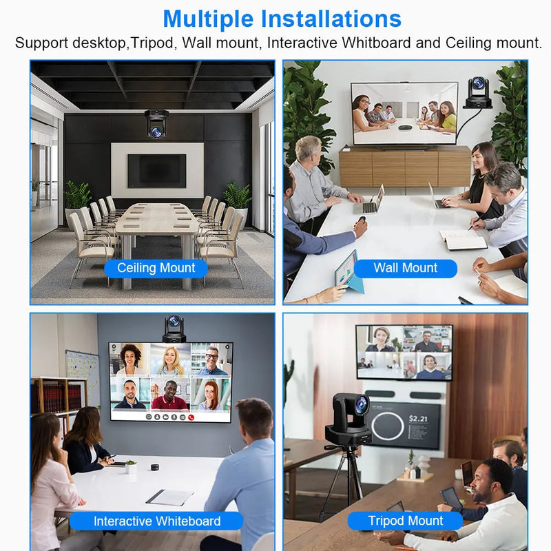 4K PTZ NDI Camera 12X 20X Optical Zoom AI Auto Tracking with PoE HDMI/SDI/USB/IP Live Streaming PTZ Camera for Church Services