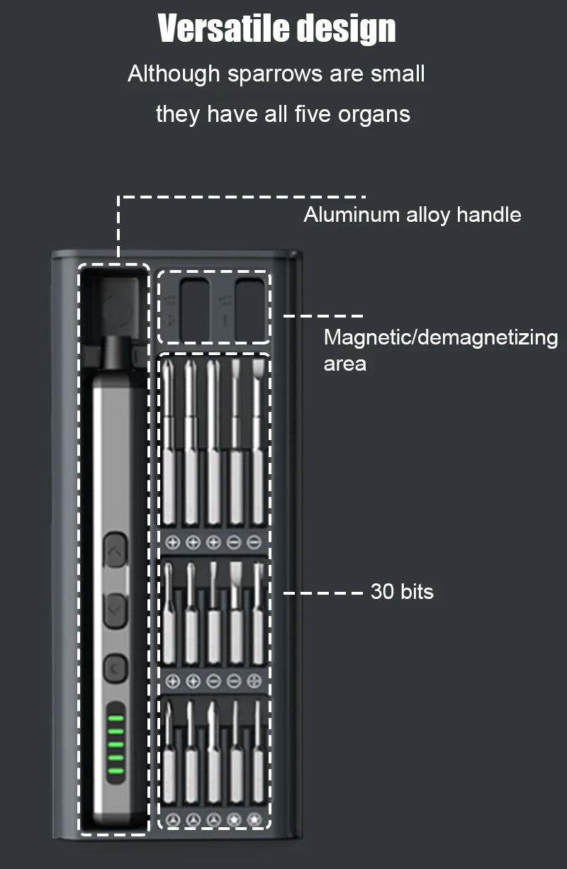 Mini Electric Screwdriver Set 38 in 1 Magnetic Screwdriver with 30 Bits 5 Torque Settings Multi-Function Repair Power Tool Set