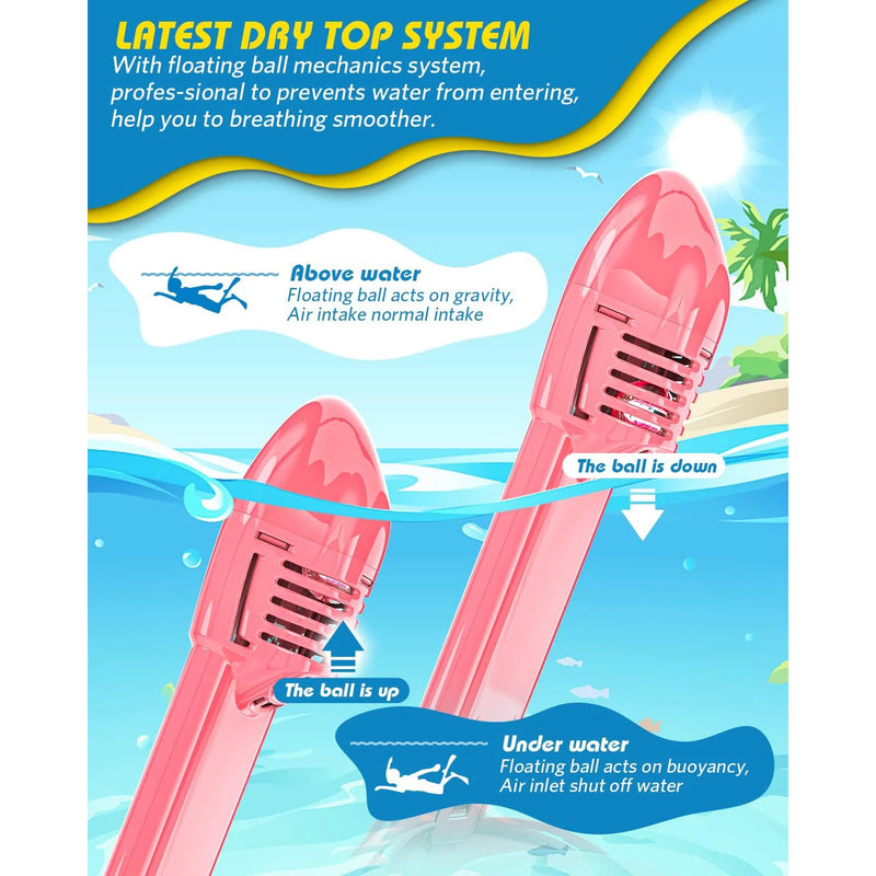 Kids Snorkel Mask Full Face, Snorkeling Set with Camera Mount, Foldable 180 Degree Panoramic View Snorkeling Gear Anti-Fog Leak