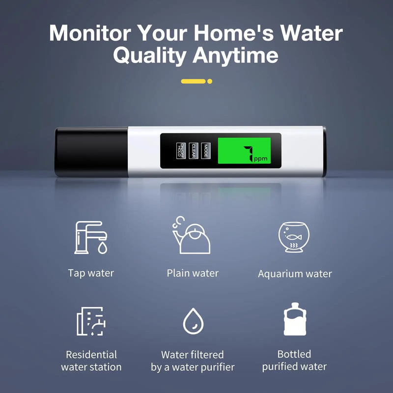3 in 1 TDS Meter Digital Water Quality Tester, EC/Temperature 0-9990 ppm, Portable with Carrying Leather Case for Drinking