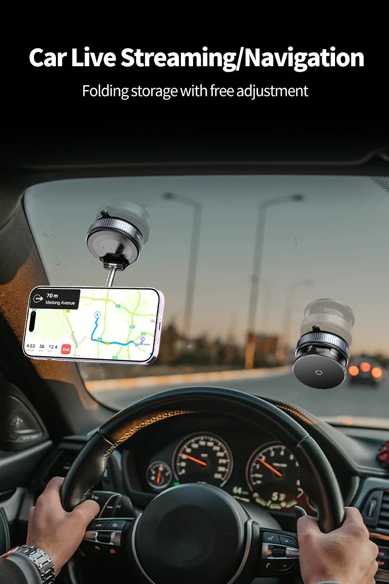 15W Magsafe Whiress Charger,With Vacuum Magnetic Suction Foldable 360°Rotating For iPhone Hands-Free For Driving Travel New