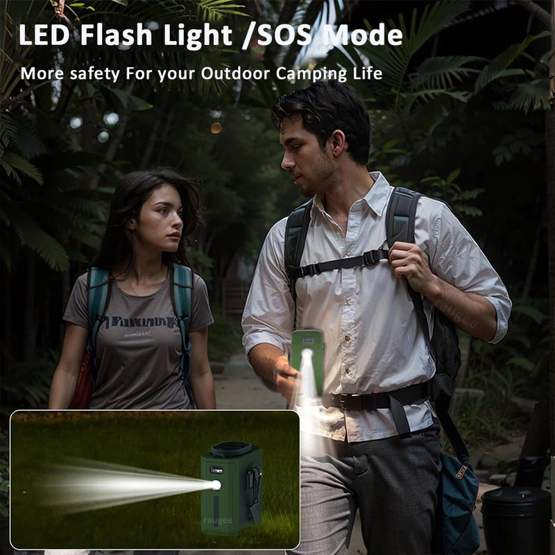 10000mAh Portable Waist Fan Mini Hanging Neck Fan USB Rechargeable Fan with Power Bank LED Light for Outdoor Camping Working