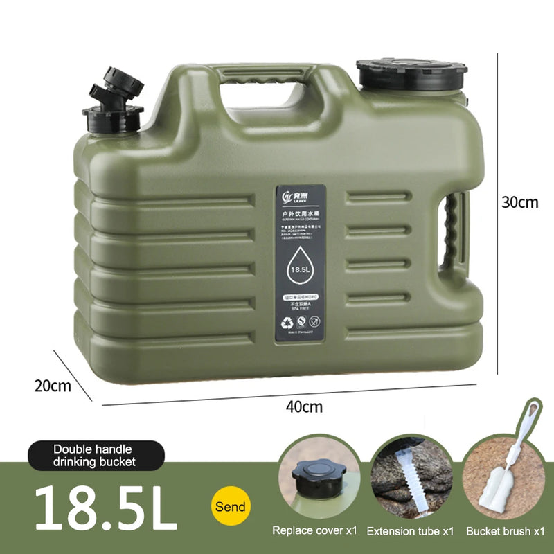 10-25L Outdoor Water Bucket Large-Capacity Portable Camping Water Bag Container with Faucet Driving Water Tank for Picnic Hiking