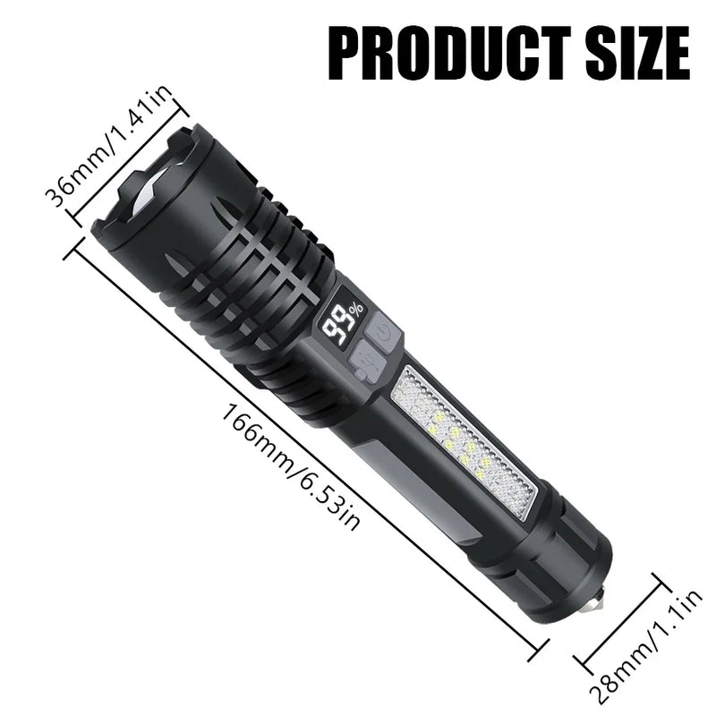 High Power Rechargeable Led Flashlight Very Strong Led Flashlight With Built-in Battery Torch For Outdoor Camping Hiking Fishing