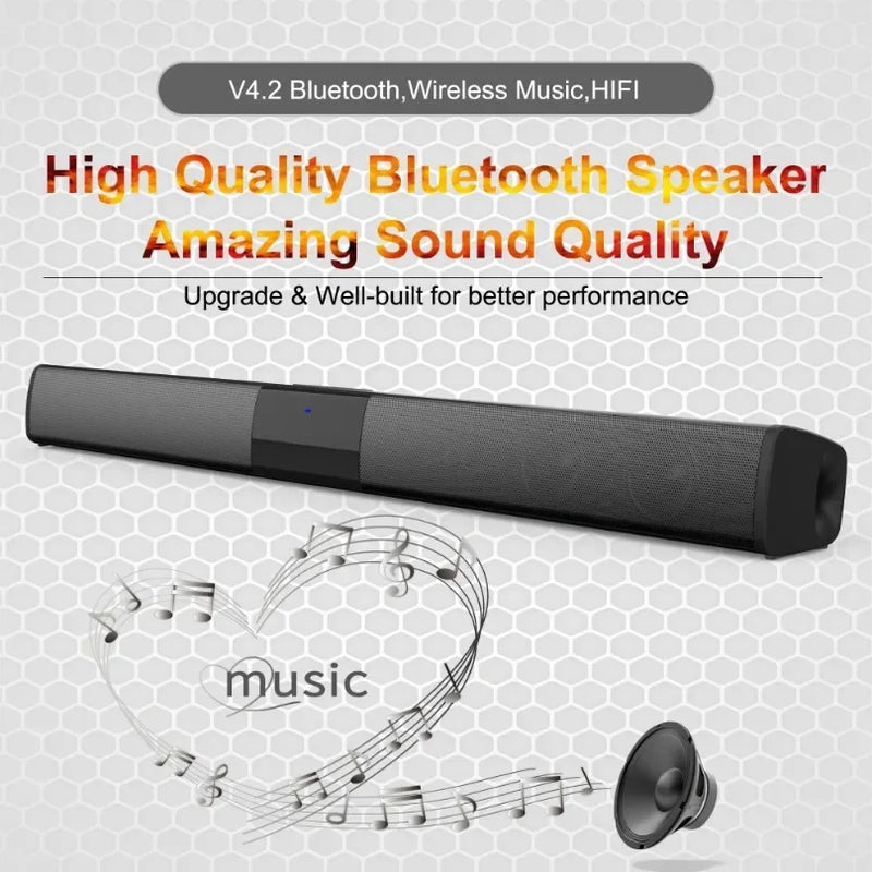 XIKCU Soundbar Speakers Bluetooth 5.3 Stereo Soundbar Surround Sound Home Cinema with Remote Control Support RCA AUX TF-Card